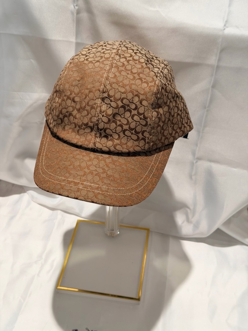 Rare Y2K Coach Mini Signature Baseball Hat (Khaki/Brown)- Size M/L